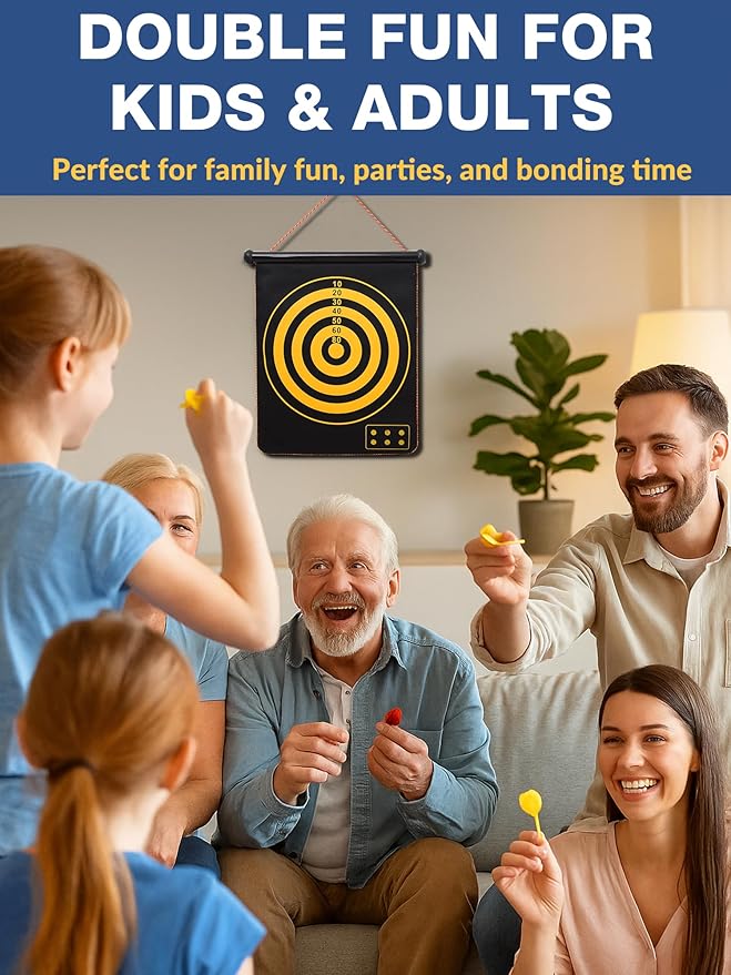 BATURU Magnetic Dart Board for Kids, Teens, and Adults — Double-Sided Dart Board Game with Strong Magnetic Darts, Roll-Up Portable Design, Gifts for Teen Boys, Family Parties, Camping, and Birthdays-StrideForce Fitness