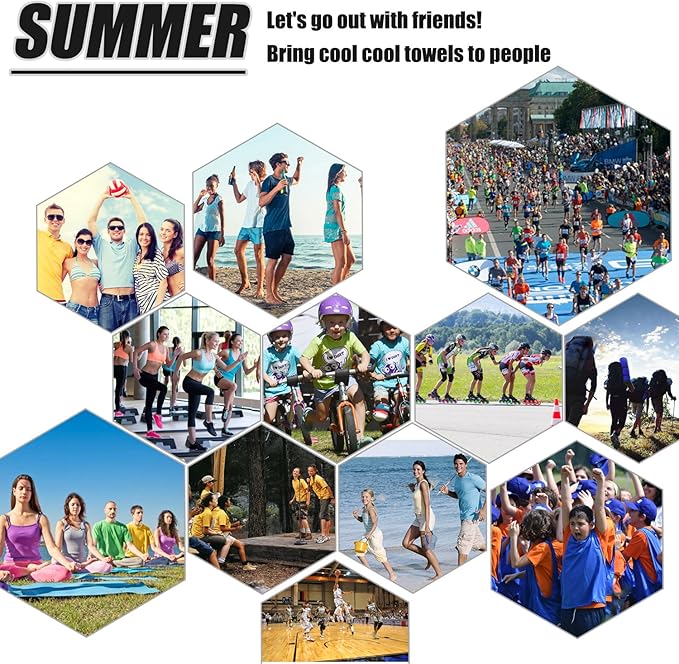 Biange Cooling Towel (Pack of 20, 40"x12") with Pouches for Sports, Workout, Fitness, Gym, Yoga, Golf, Pilates, Travel, Camping & More-StrideForce Fitness