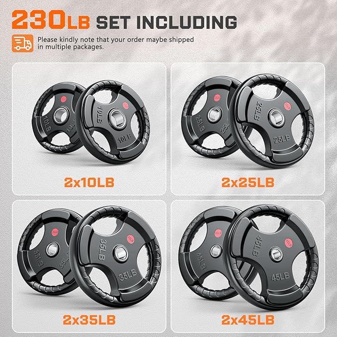 XDDIAS Rubber Weight Plates for Barbell, 2-Inch Olympic Grip Plate for Strength Training, Weightlifting and Bodybuilding in Home & Gym, Solid Cast Iron Weight Plates Pair and Sets-StrideForce Fitness