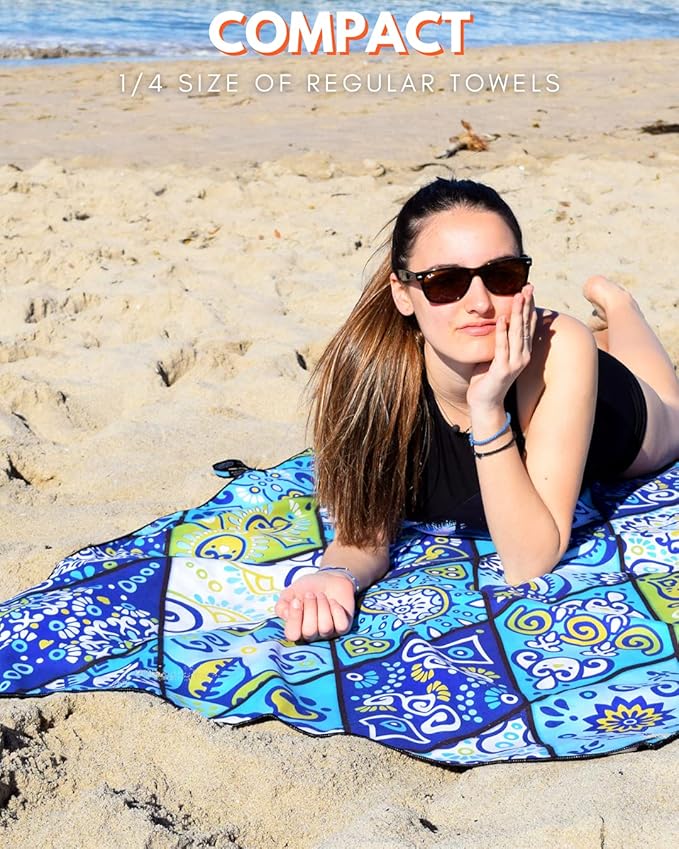 ECCOSOPHY Microfiber Beach Towel - Sand Free Towels are Quick Dry, Light Weight, Super Absorbent - Perfect Pool, Travel, Cruise, Camping Essentials - Oversized Extra Large for Adults 71x35 in-StrideForce Fitness