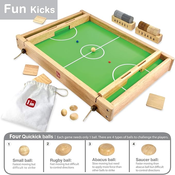 Big Flick n Kick: Wooden Multi Tabletop Indoor Portable Board Games for Kids and Family-StrideForce Fitness