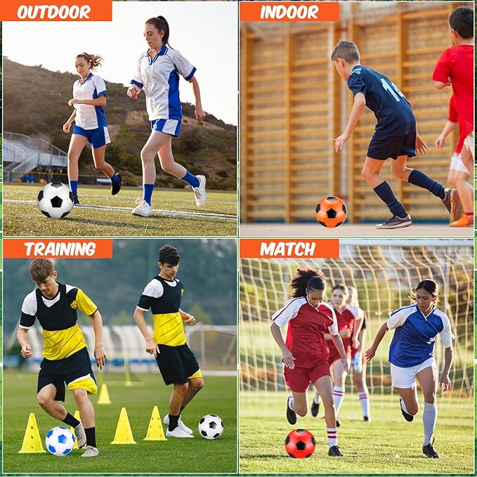 12 Pcs Soccer Balls for Teen Adult Bulk Deflated Soccer Ball with Pump Size 5 Indoor Outdoor Training Practice for School Sports Game Birthday Gifts Party Back to School-StrideForce Fitness