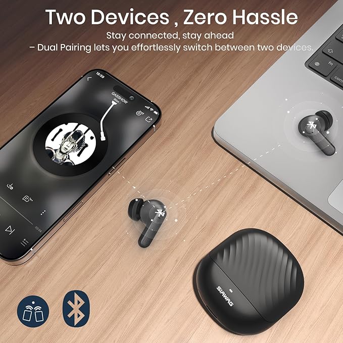 Wireless Earbuds 5.4 Bluetooth Headphones 100H Bluetooth Earbuds Active Noise Cancelling Earphones in-Ear Earbud with 4 ENC Noise Cancelling Mic IP5 Waterproof Earphones for Android iOS-StrideForce Fitness