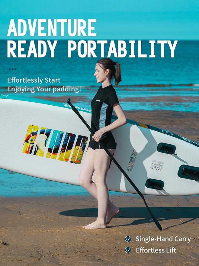 10’6’’ Portable Inflatable Stand Up Paddle Board (SUP) for Adults and Youth with Non-Slip Deck – Complete Accessories Kit, Perfect for Fishing, Yoga, Fitness & Family Fun-StrideForce Fitness