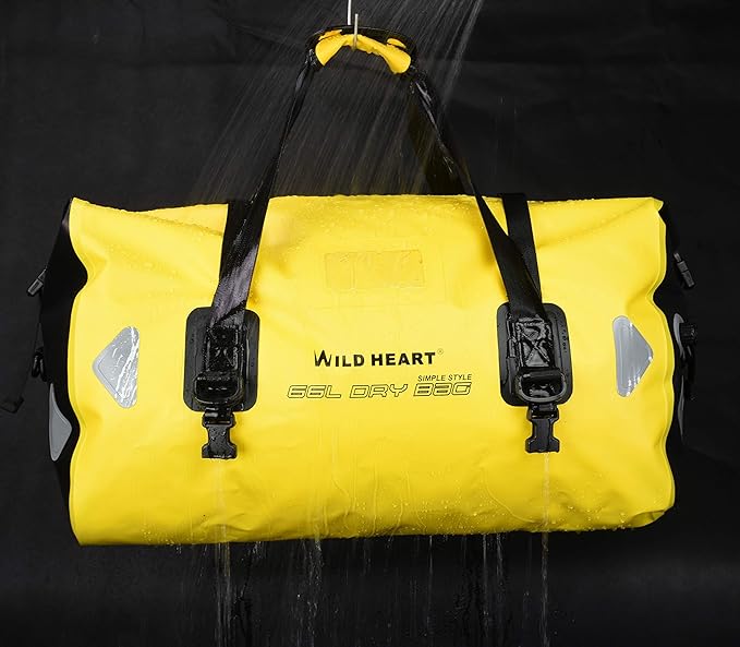 WILD HEART Waterproof Motorcycle Duffel Bag PVC500D Double-bottom With Rope Straps and Inner Pocket 40L 66L 100L for Kayaking, Camping, Boating,Motorcycle-StrideForce Fitness