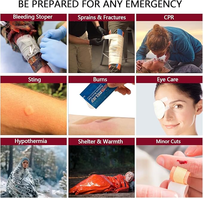 Comprehensive First aid Kits, First Aid Trauma Kit with Labelled Compartments for Cars, Home, Office, Backpacking, Camping, Traveling, and Cycling -324 Pieces-StrideForce Fitness