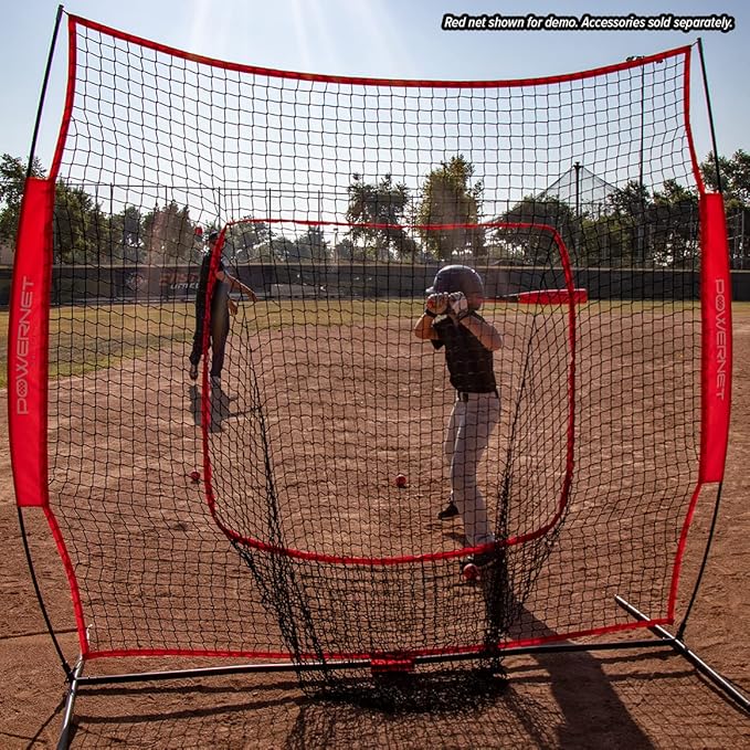 PowerNet Baseball Softball Practice Net 7x7 with Baseball Accessories for Practice Pitching, Batting & Fielding, Ball Caddy, Weighted Baseballs, Tee-StrideForce Fitness