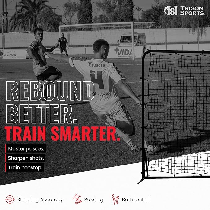 Trigon Sports Soccer Rebounder Net, 6’ x 12’ Bounce Back Net Soccer Goals for Backyard, Easy Setup, Kick Back Trainer for Passing, Ball Control & Volley Practice for Kids, Teens & Adults-StrideForce Fitness