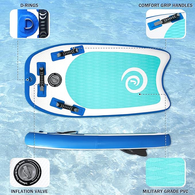 Inflatable Bodyboard Lightweight Portable 40" Body Board for Adults and Kids Surfboards Body Boards for Beach River-StrideForce Fitness