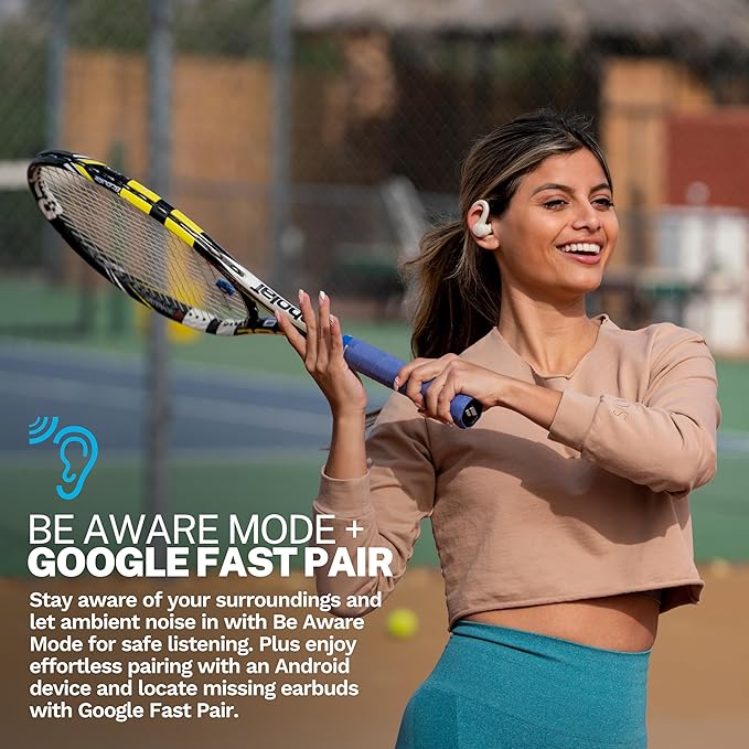 JLab Go Sport+ Wireless Workout Earbuds Featuring C3 Clear Calling, Secure Earhook Sport Design, 35+ Hour Bluetooth Playtime, and 3 EQ Sound Settings (Sand)-StrideForce Fitness