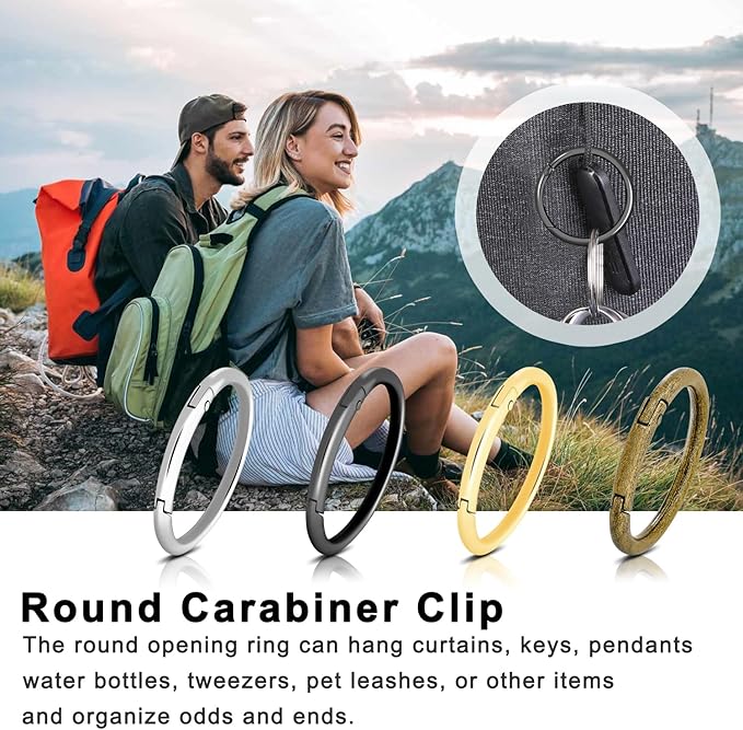 12Pack 2" Large Round Carabiner Clips, Metal Spring O Rings for Organizer Key Rings, Paracord Keychain Lanyard, Pet Chains, Purse Hardware, Key Snap Hooks DIY Accessory (Assorted)-StrideForce Fitness