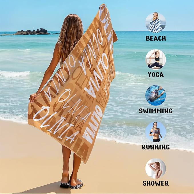 JML Personalized Beach Towel with Name, Custom Beach Towel with Name, Customized Microfiber Pool Towel, Quick Dry & Absorbent Swim Towel for Adult,Anniversary, Birthday, Summer Holiday,Vacation-StrideForce Fitness