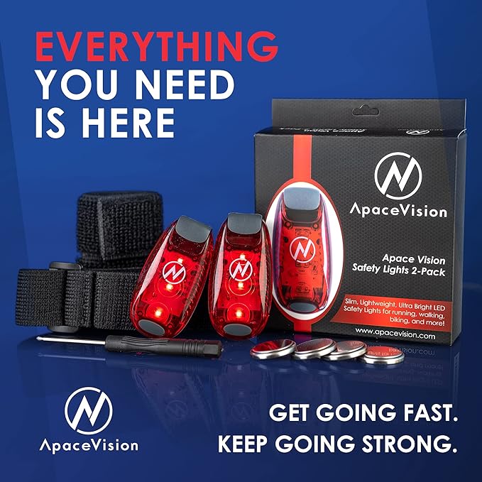 LED Safety Light (2 Pack) - Clip On Strobe/Running Lights for Runners, Dog, Bike, Walking, Boat, Kayak, Stroller and More - High Visibility Accessories for Your Reflective Gear, Bicycle-StrideForce Fitness