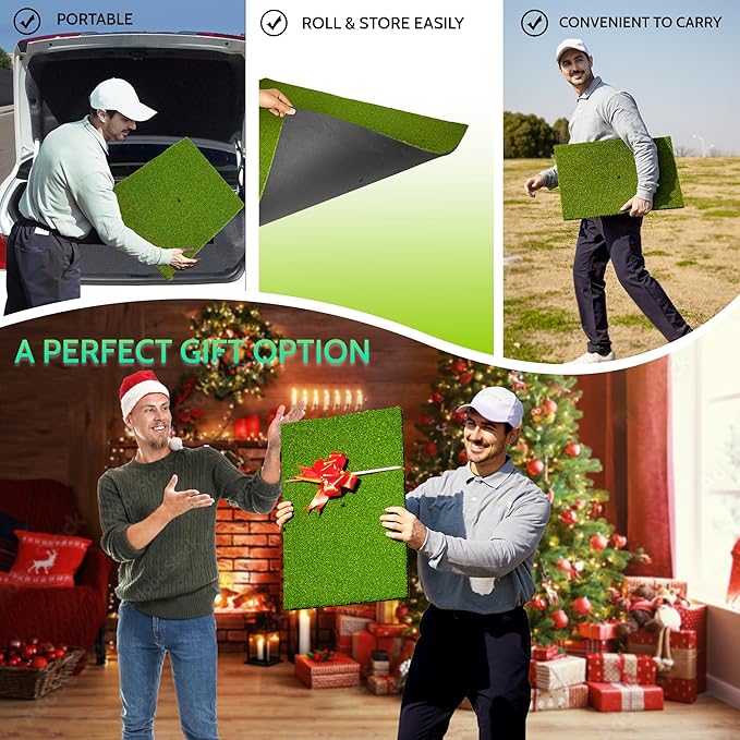 Upgrade Multi-Function Golf Hitting Mat – MyVoice 5x4ft Thickened Mat with Interchangeable Turf, Durable Non-Slip Base for Indoor & Outdoor Practice, Ideal for Golfers of All Levels-StrideForce Fitness