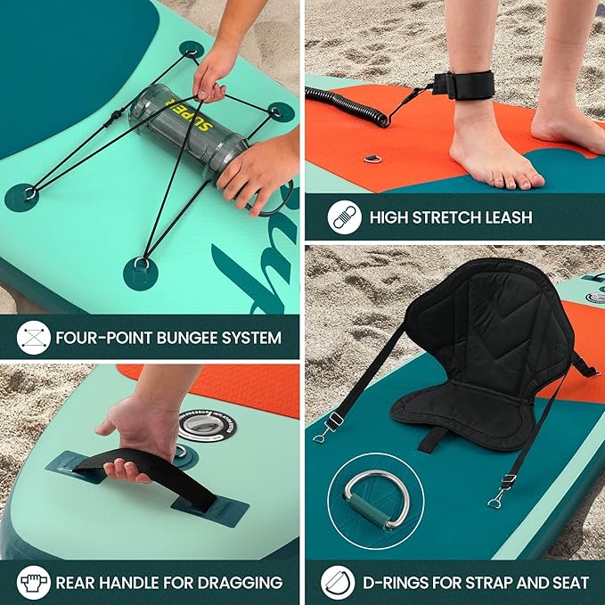 Inflatable Stand Up Paddle Board with Sup Board Accessories, Durable, Lightweight,Wide Stable Design,Wide Non-Slip Deck, Non-Slip Comfort Deck Pink Paddle Board for Women & Girls-StrideForce Fitness
