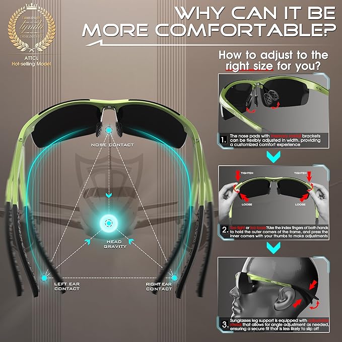 ATTCL Men's Sports Polarized Sunglasses Men for Driving running Fishing Golf - UV Protection Sun glasses Metal Frame-StrideForce Fitness