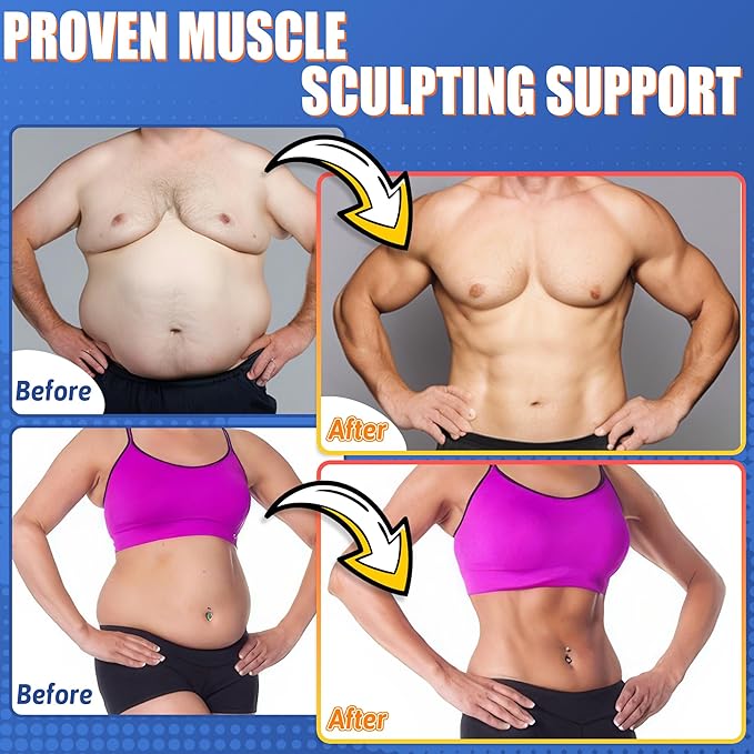 Electronic Muscle Stimulator, Abs Stimulator Muscle Toner, Ab Machine Trainer for All Body, Rechargeble for Fitness Strength Training Workout Equipment for Men and Women(Waist + Arms)-StrideForce Fitness