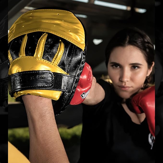 CLETO REYES Boxing Punching Mitts, Focus Sparring Striking Training Punch Pads, MMA, Kickboxing, Muay Thai, Leather-StrideForce Fitness