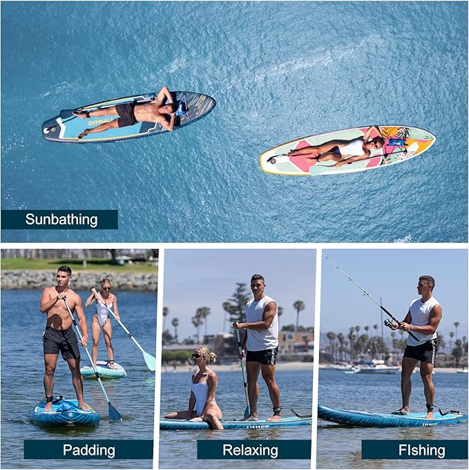 Paddle Board, Inflatable Stand Up SUP Paddle Boards for Adults & Youths of All Skill Levels, Wide & Non-Slip Deck Design Blow Up Paddleboards with Premium Accessories & Storage Bag-StrideForce Fitness