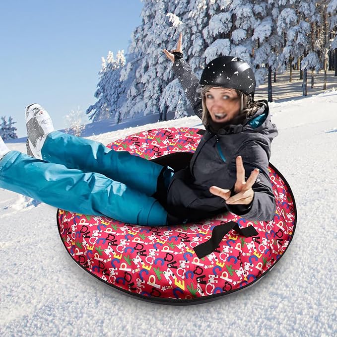 Snow Tube, Oxford Cloth Inflatable Sledding Tube with Cushion, 35.43in Towable Snow Sleds for Kids and Adult, Inflatable Sled for Outdoor Skiing, Sand Sliding, and Grass Sliding-StrideForce Fitness