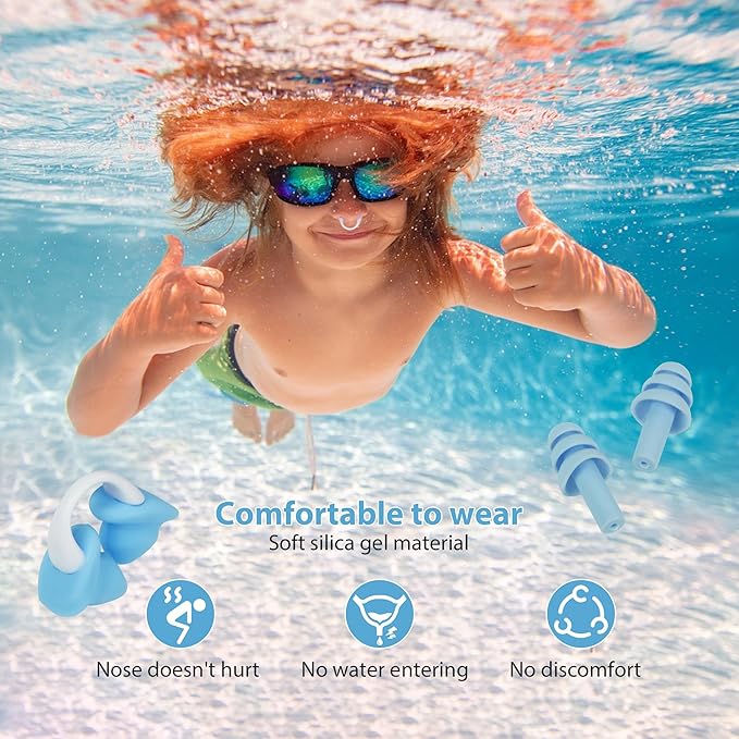 Nose Plugs for Swimming for Kids(Age 4-7),Painless Nose Clip for Swimming, Ensure Comfort and Safety in The Water-StrideForce Fitness