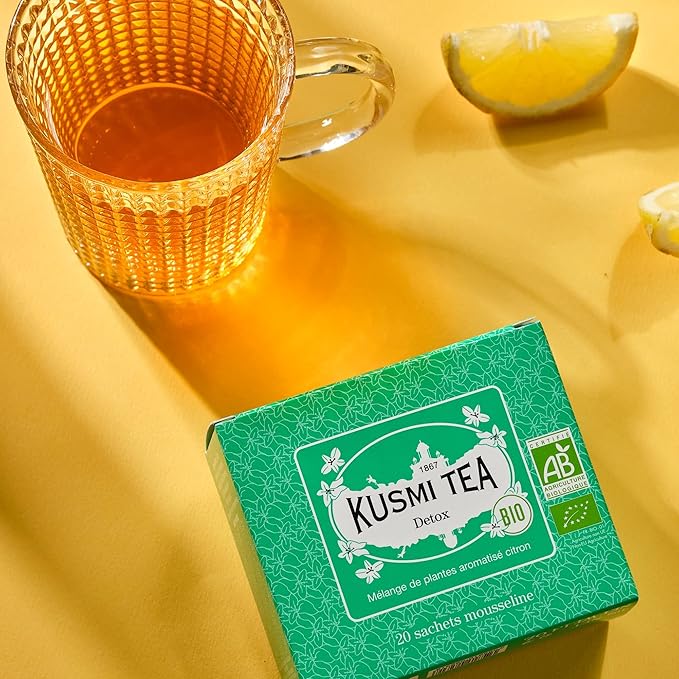 Kusmi Tea - BB Detox + Detox - Iconic Detox Tea - Organic Tea - Blend of Green Tea, Mate & Fruits - Organic Flavored Yerba Mate Tea - Pack of 2 Boxes of Tea Bags - 2x20 Tea Bags-StrideForce Fitness