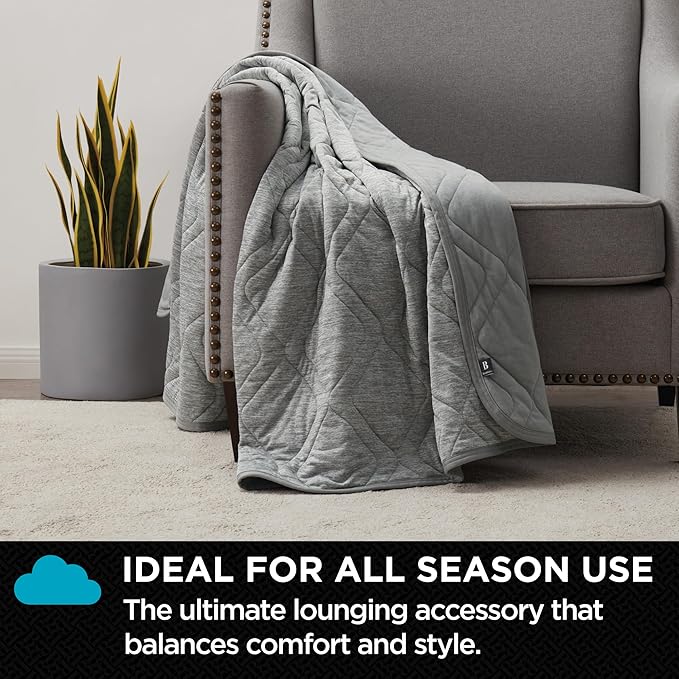 Brookstone Cooling Comfort Throw Blankets for Sleeping - Innovative Cooling Dual-Sided Throw - Oversized Cool Blanket for Hot Sleepers - Nylon and Polyethylene Blanket - Quite Shade-StrideForce Fitness
