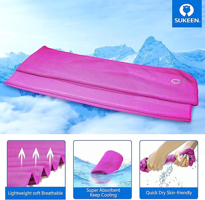 Sukeen Cooling Towel (40"x12"),Ice Towel,Soft Breathable Chilly Towel,Microfiber Towel for Yoga,Sport,Running,Gym,Workout,Camping,Fitness,Workout & More Activities-StrideForce Fitness