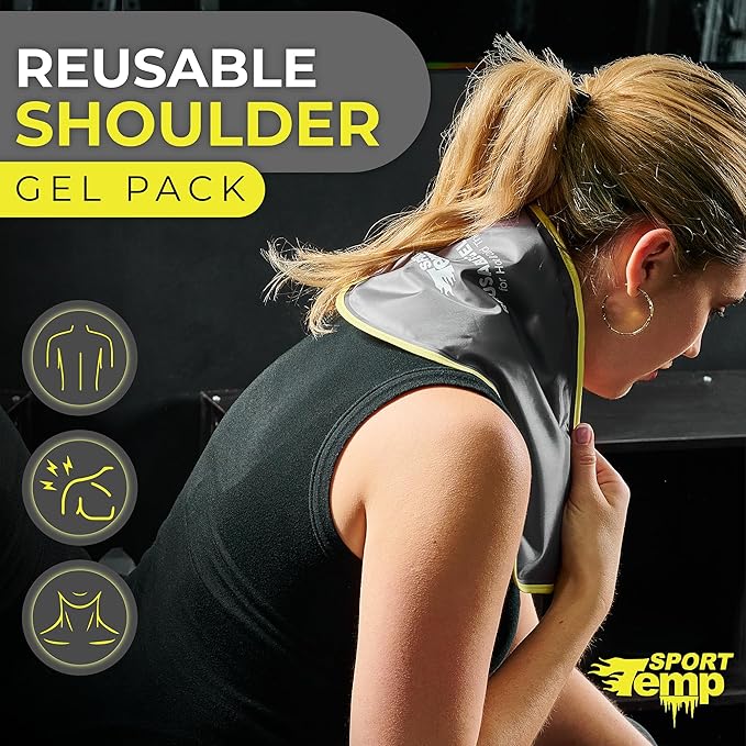 Hot & Cold Reusable Gel Pack Wrap for Neck/Shoulder/Back Pain Relief - Flexible Soft Compress - Ice & Heat Therapy for Rotator Cuff, Cervical, Pain, Swelling, Injuries and Surgery - Sport Temp-StrideForce Fitness