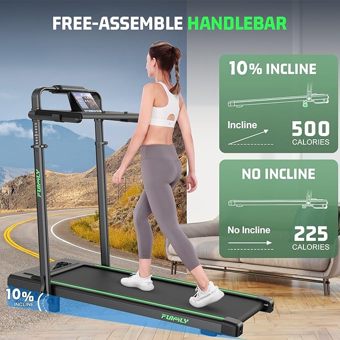 Walking Pad Treadmill with Desk Workstation, 10% Incline Foldable Treadmill with Handrail, 300lbs Capacity, 3 Control Methods, 8 in 1 Folding Treadmills for Home Office-StrideForce Fitness