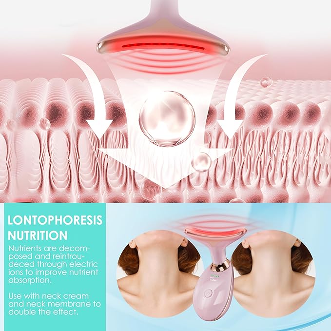 Facial Massager Red-Light-Therapy-for-Face and Neck, Face 𝖲 culpting Wand with 7 Color - Birthday, Christmas, Mothers Day, Valentines Day Gifts for Her Women Mom Best Friend Wife Teacher (Rose Gold)-StrideForce Fitness