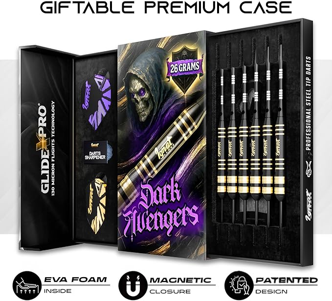 IgnatGames Premium Steel Tip Darts – 3/6/12 Pack Brass Barrels with Aluminum Shafts, 16 GlideXPro Flight Set, Tool Kit & Giftable Case-StrideForce Fitness