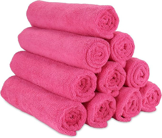 Arkwright Microfiber Gym Towel - Pack of 12 - Super Soft, Quick Dry Workout Sweat Towels, 300 GSM Lightweight & Absorbent for Sports, Working Out, Yoga, and Spa, 16 x 27 in, Hot Pink-StrideForce Fitness