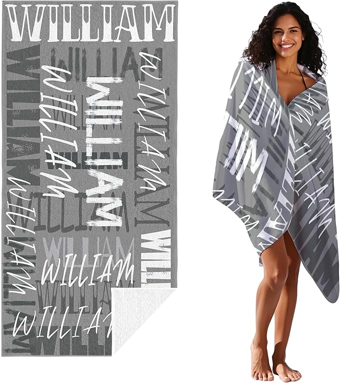 JML Personalized Beach Towel with Name, Custom Beach Towel with Name, Customized Microfiber Pool Towel, Quick Dry & Absorbent Swim Towel for Adult,Anniversary, Birthday, Summer Holiday,Vacation-StrideForce Fitness