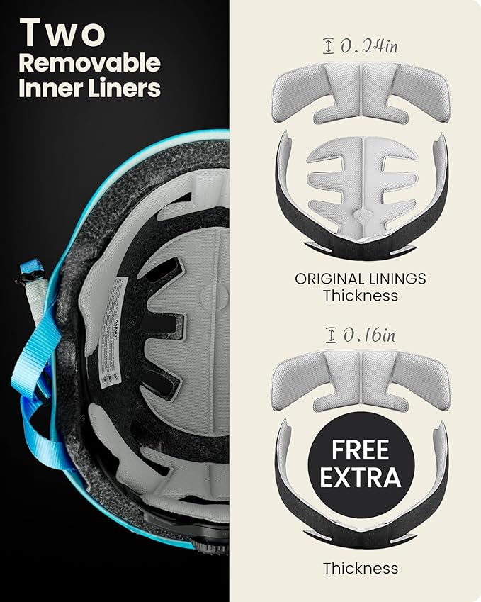 OutdoorMaster Skateboard Cycling Helmet - Two Removable Liners Ventilation Multi-Sport Scooter Roller Skate Inline Skating Rollerblading for Kids, Youth & Adults-StrideForce Fitness