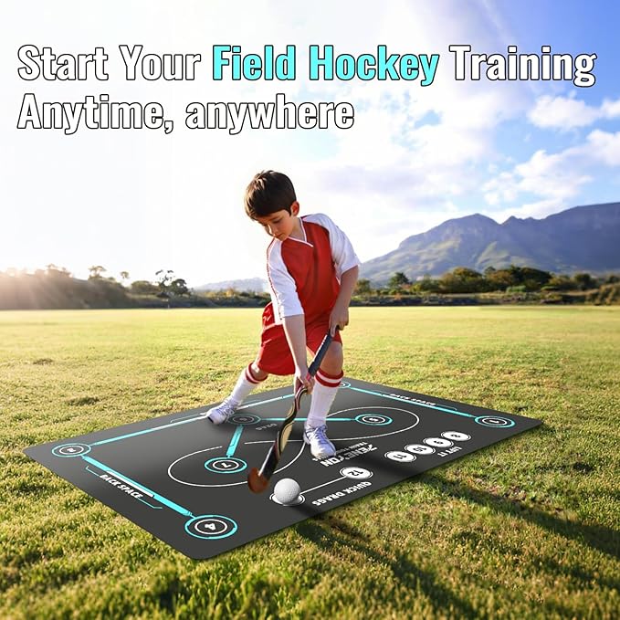 (59 * 35.4IN) Hockey Training Mat | Indoor/Outdoor Field Hockey Equipment for All Ages,Anti-Slip and Quiet Surface,The Best Gift for Hockey Training Enthusiasts-StrideForce Fitness