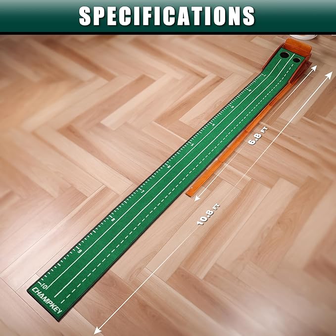 CHAMPKEY Dual-Hole Golf Putting Green Indoor with 3 Golf Putting Gates - Improves Putting Accuracy and Skill Levels Golf Putting Mat - Ideal for Indoor and Outdoor Training-StrideForce Fitness
