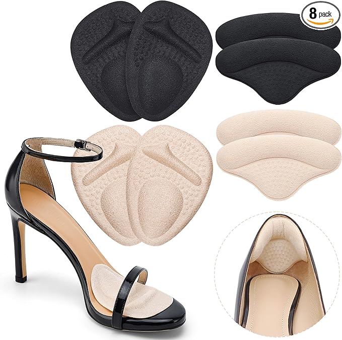 Ball of Foot Cushions,Metatarsal Pads for Women,Heel Cushion Pads, Heel Grips Liners for Heel Pain Relief, Blisters,Friction, Non-Slip Shoe Inserts for Loose Shoes,Shoe Fillers Make Shoes Fit Tighter-StrideForce Fitness