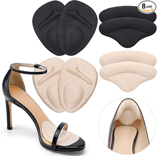 Ball of Foot Cushions,Metatarsal Pads for Women,Heel Cushion Pads, Heel Grips Liners for Heel Pain Relief, Blisters,Friction, Non-Slip Shoe Inserts for Loose Shoes,Shoe Fillers Make Shoes Fit Tighter-StrideForce Fitness