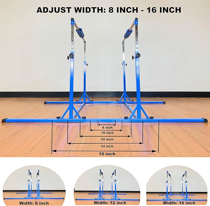 Gymnastics Double Horizontal Bars 3Play Parallel Bars Uneven Bars Gymnastics Training Kip Bar with 304 Stainless Steel Regulating Arms & Fiberglass Rail for Indoor Outdoor Home Club Use-StrideForce Fitness