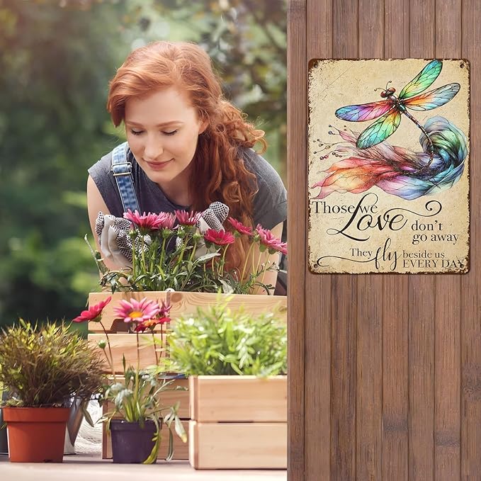 Vintage Tin Sign Those We Love Don't Go Away They Fly Belive Us Every Day Tin Sign for Home Farm Outdoor Bathroom Restaurant Cafes Bars Club Kitchen Garage Art Wall Decor 12 * 16inch-StrideForce Fitness