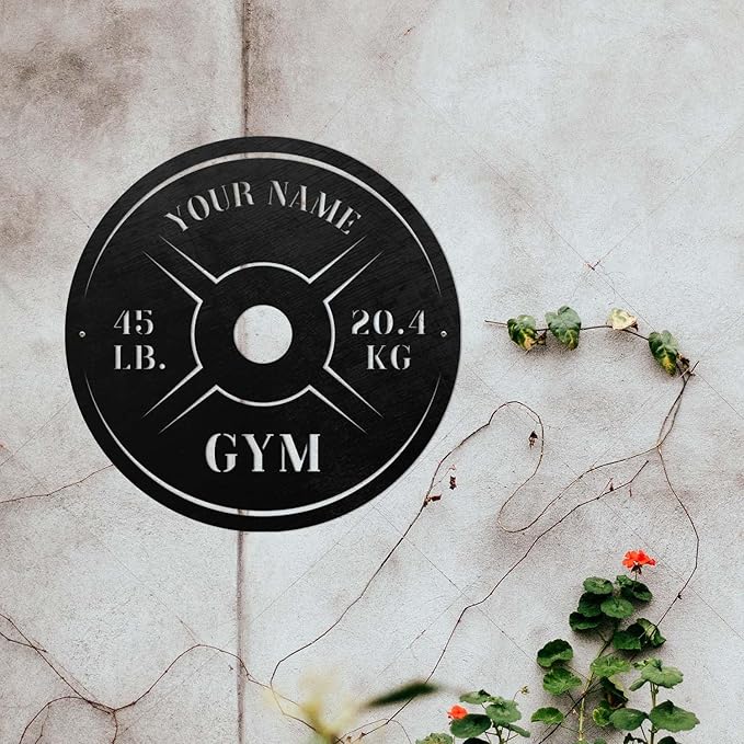 Personalized Home Gym LED Tin Metal Sign Multiple Sizes, Weight Lifting Exercise Workout Room Training Fitness Center Motivational Inspirational Quotes Decor Wall Art Hanging Accessories (06 w/o LED)-StrideForce Fitness