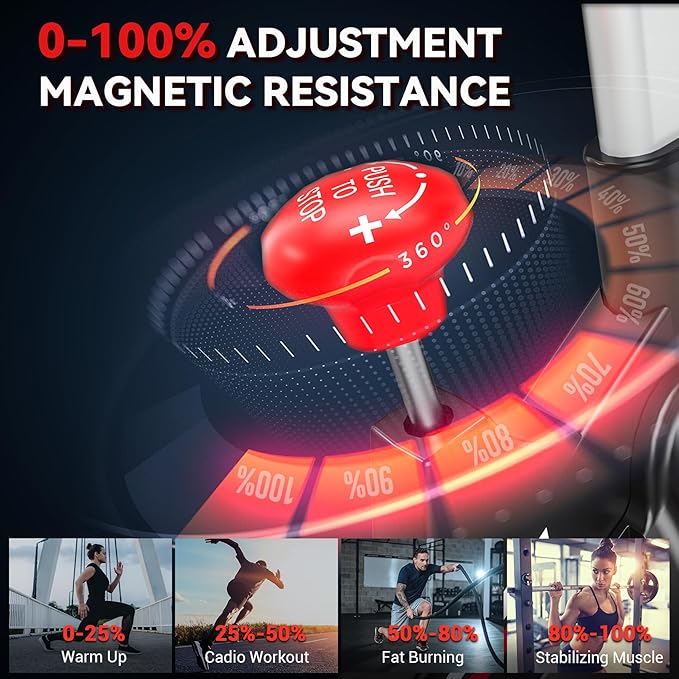 Exercise Bike, WENOKER Magnetic Resistance Stationary Bike for Home, App Supported Indoor Bike with Whisper Quiet, Heavy Flywheel and Upgraded Digital Display-StrideForce Fitness