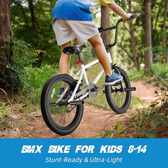 67i Boys BMX Bike 18/20 Inch Ages 8-12 Kids Bicycle with Front Rear U Brake Adjustable Seat Iron Fork 2.09" Wide Tires-StrideForce Fitness