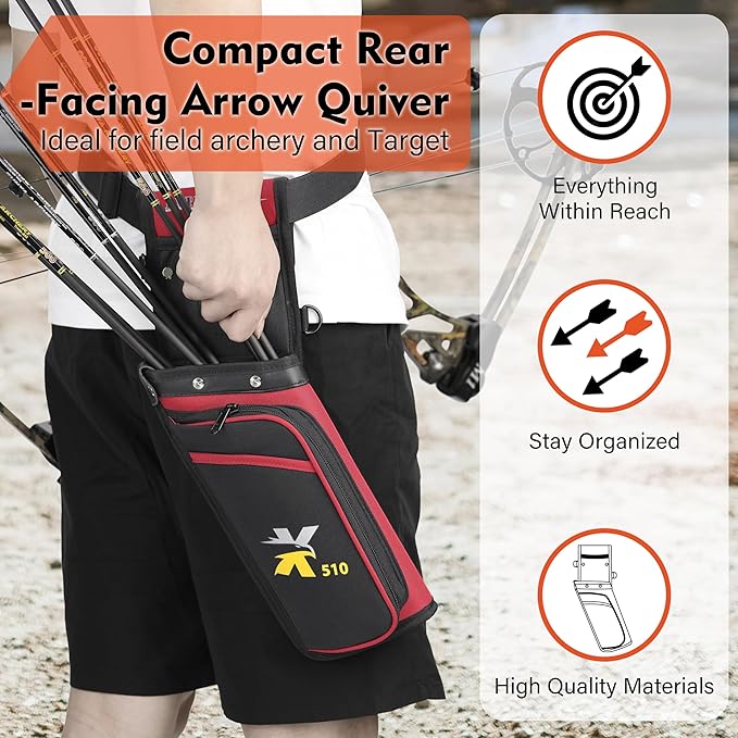 SUNYA X510 Field & Competition Hip Arrow Quiver | 3-Slot Noise-Free Archery Quiver with Sturdy Storage System (42x18cm)-StrideForce Fitness
