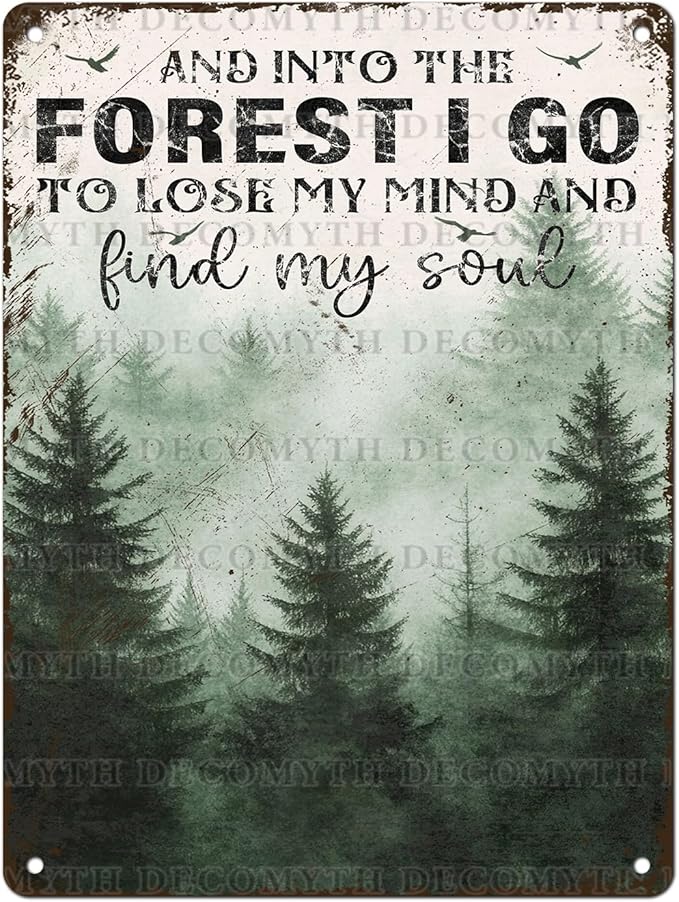 Vintage Sign And Into The Forest I Go to Lose My Mind and Find My Soul Hiking Girl Retro Metal Tin Sign for Home Coffee Wall Decor 12 * 16inch-StrideForce Fitness