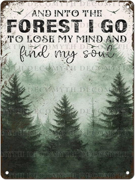 Vintage Sign And Into The Forest I Go to Lose My Mind and Find My Soul Hiking Girl Retro Metal Tin Sign for Home Coffee Wall Decor 12 * 16inch-StrideForce Fitness