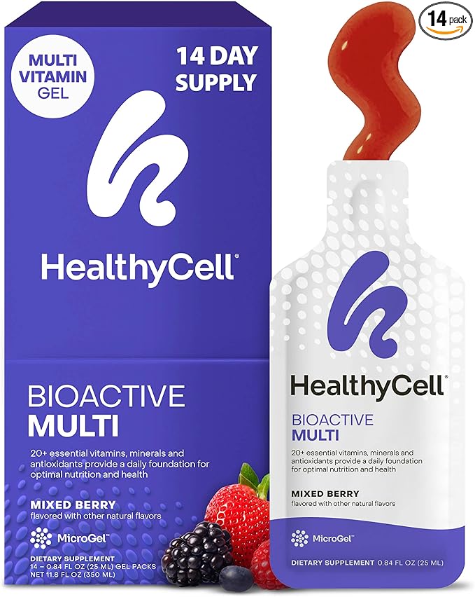 Healthycell Bioactive Daily Liquid Multivitamin for Men & Women – 20+ Essential Vitamins, Minerals & Antioxidants for Brain, Heart, Immune Support, Skin & Hair Support - 14 Gel Packs-StrideForce Fitness