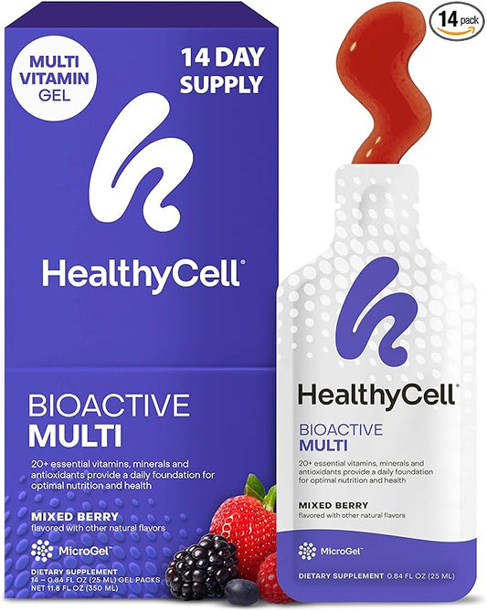 Healthycell Bioactive Daily Liquid Multivitamin for Men & Women – 20+ Essential Vitamins, Minerals & Antioxidants for Brain, Heart, Immune Support, Skin & Hair Support - 14 Gel Packs-StrideForce Fitness