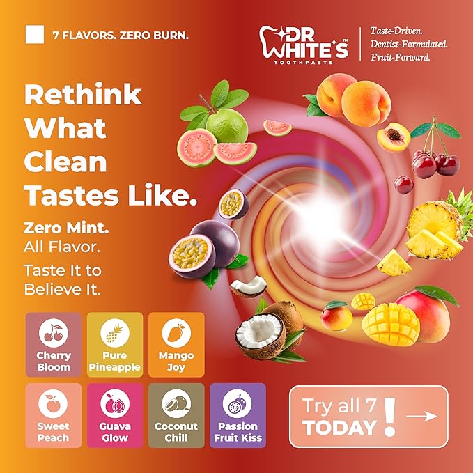 Dr. White’s Signature Flavor Trio – Sweet Serenity | Fluoride-Free Toothpaste with Nano-Hydroxyapatite for Enamel Strength & Sensitivity Relief, Mint-Free (3-Pack)